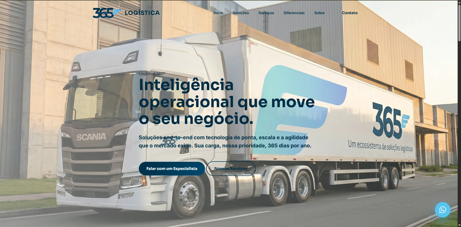Captura desktop do site 365 Logística