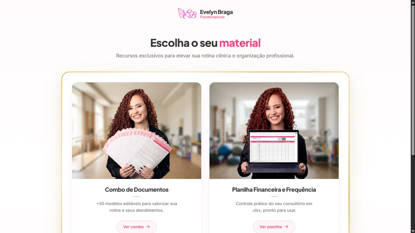 Captura desktop do site Evelyn Braga