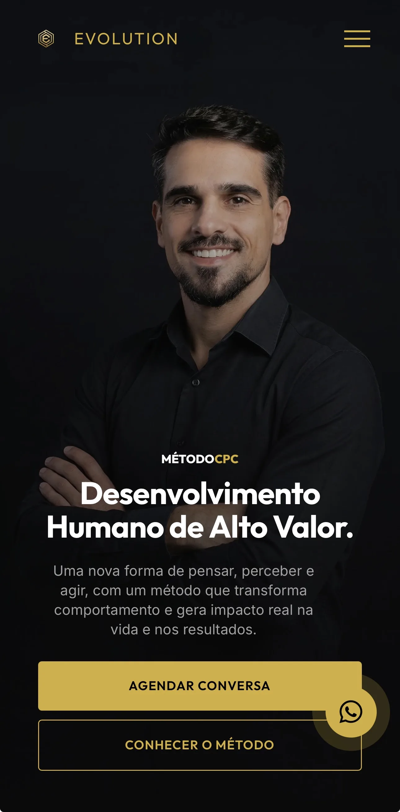 Captura mobile do site Evolution Mentorias