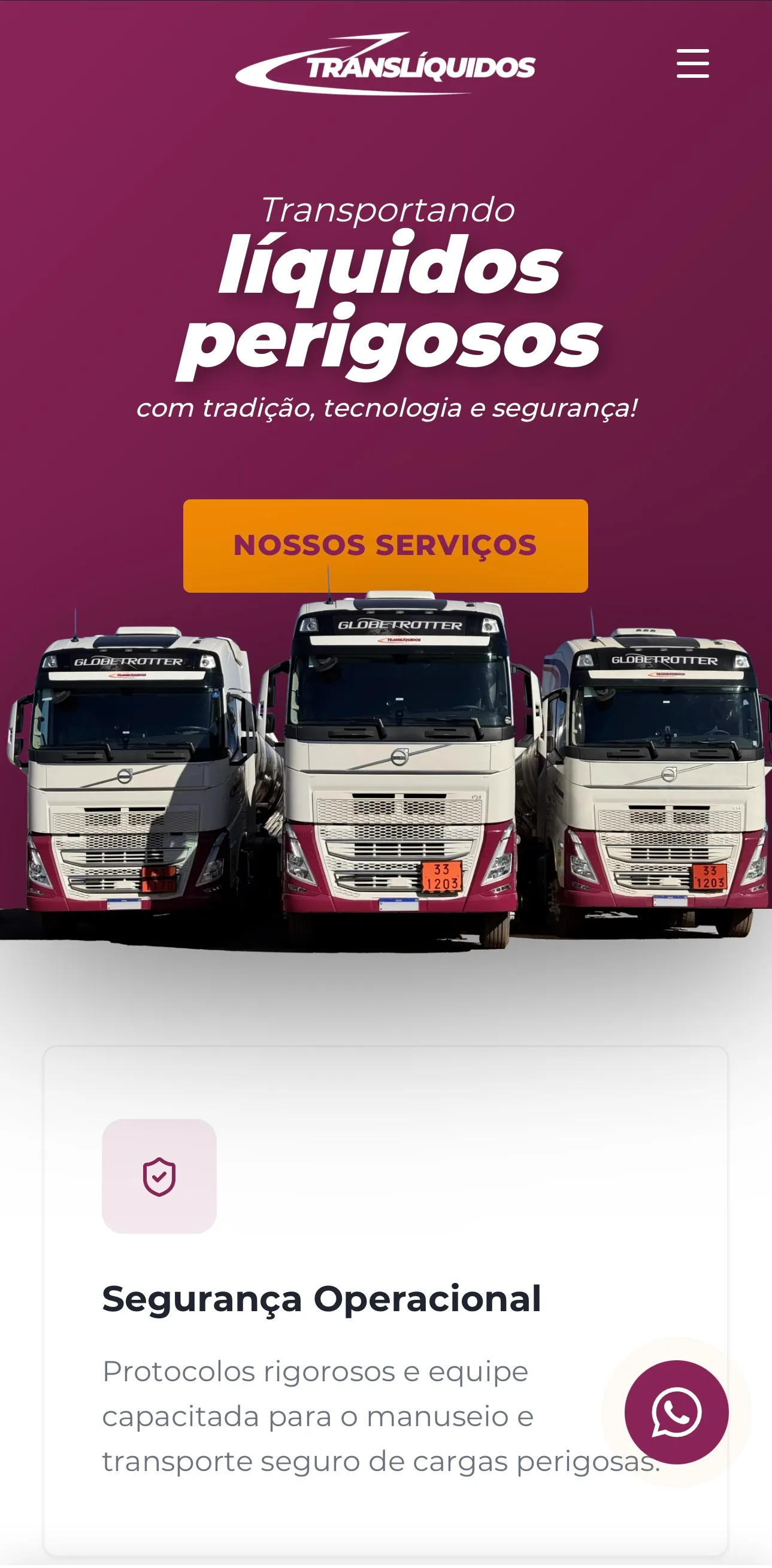 Captura mobile do site Translíquidos