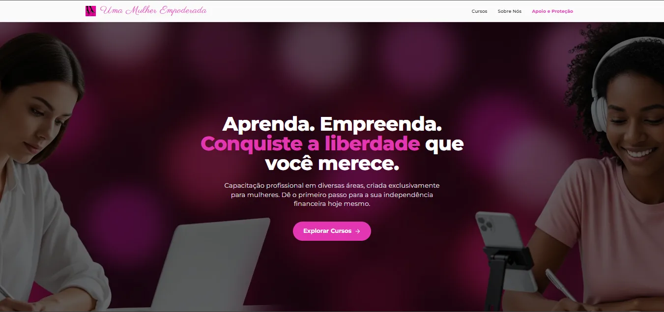 Captura desktop do site Uma Mulher Empoderada
